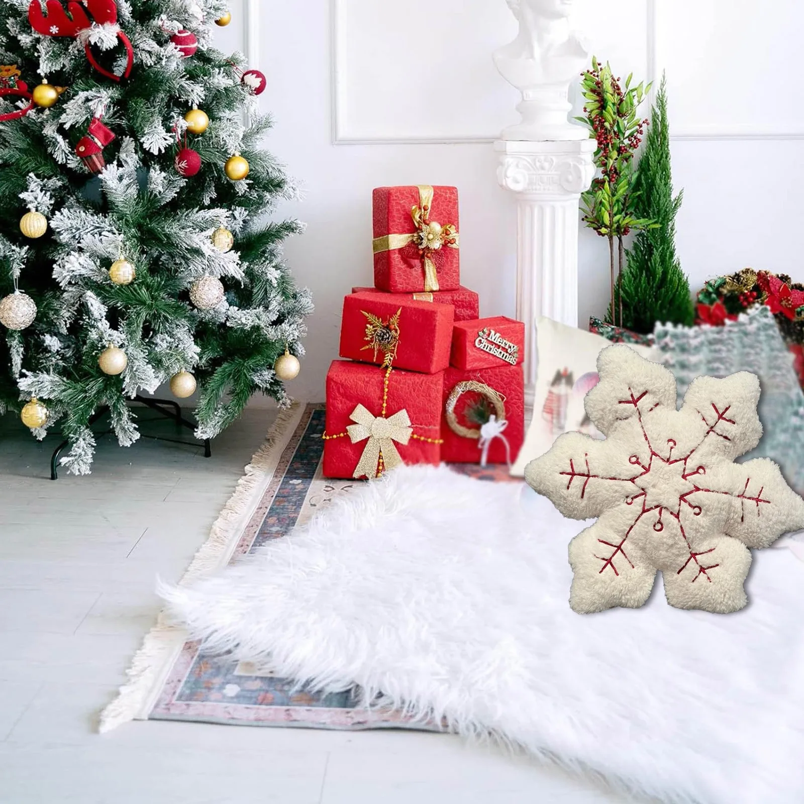 Зимняя Рождественская снежная подушка (наполненная хлопком PP) Украшение для праздника дома (1ШТ)