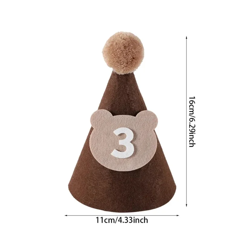 Кофейный мишка, детская шляпа на день рождения, мягкая кепка для вечеринки в душе, регулируемый размер с цифрами, креативный реквизит для фотосъемки