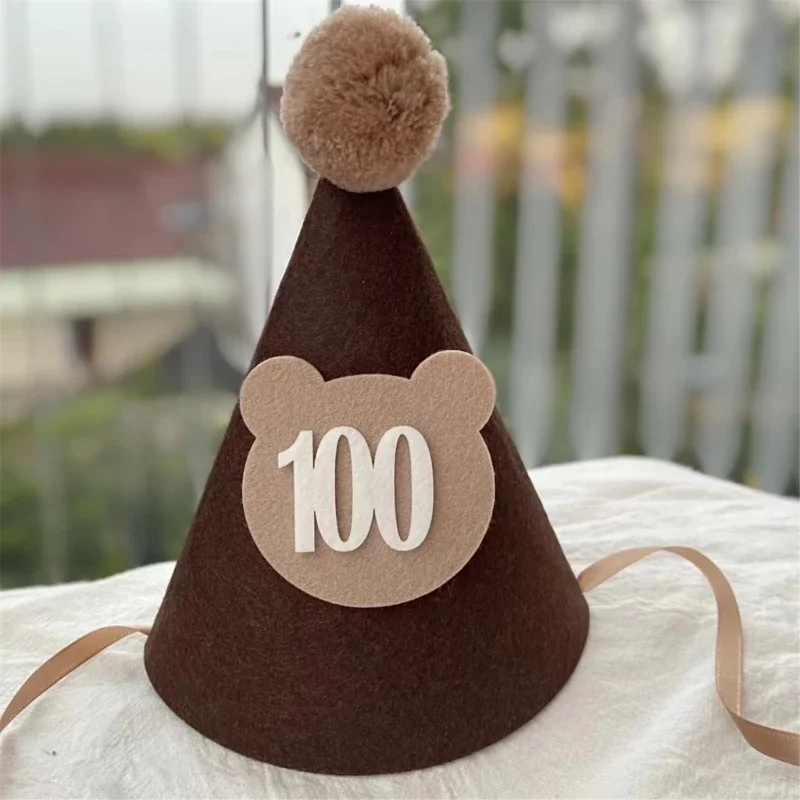 Кофейный мишка, детская шляпа на день рождения, мягкая кепка для вечеринки в душе, регулируемый размер с цифрами, креативный реквизит для фотосъемки