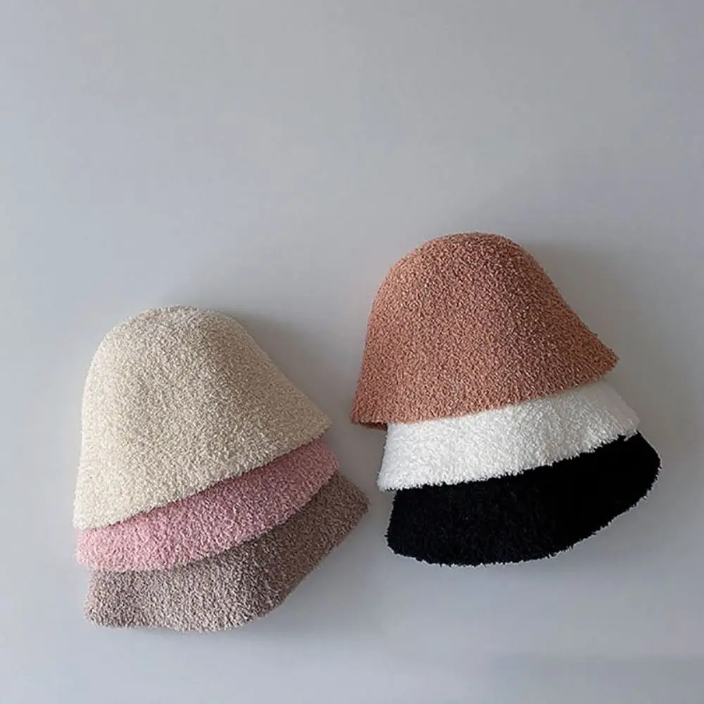 Осенне-зимняя шапка Рыбака для девочек, милая, сохраняющая тепло, однотонная детская шапочка-ведро, детская шапочка рыбака в опрятном стиле для детей