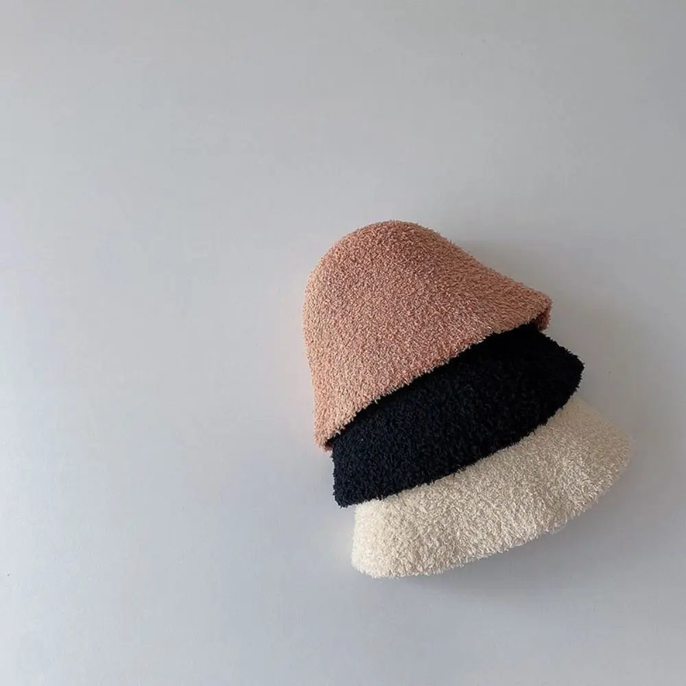 Осенне-зимняя шапка Рыбака для девочек, милая, сохраняющая тепло, однотонная детская шапочка-ведро, детская шапочка рыбака в опрятном стиле для детей