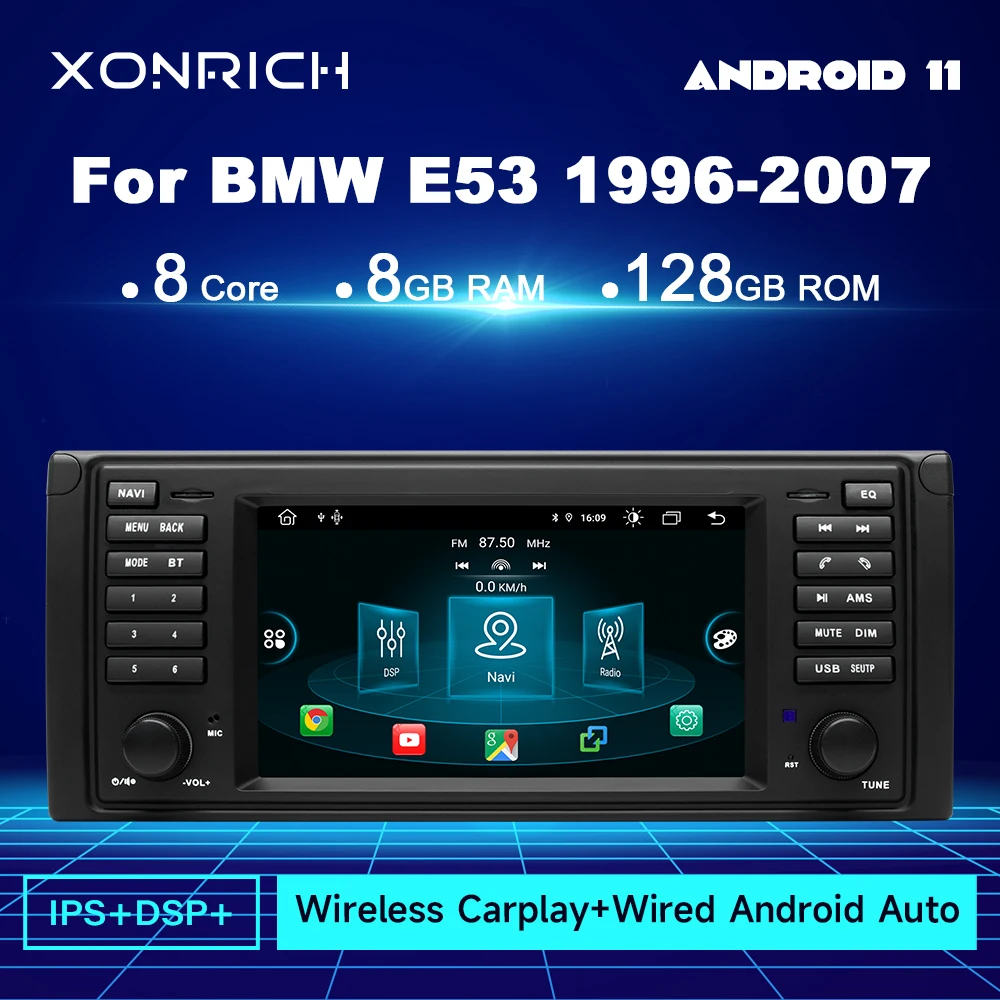 8 ГБ 128 ГБ Carplay Android 12 Автомобильный Радиоприемник Мультимедиа Для BMW 5 Серии E39 X5 E53 M5 1996-2003 2Din Навигация БЕЗ DVD RDS Стерео GPS