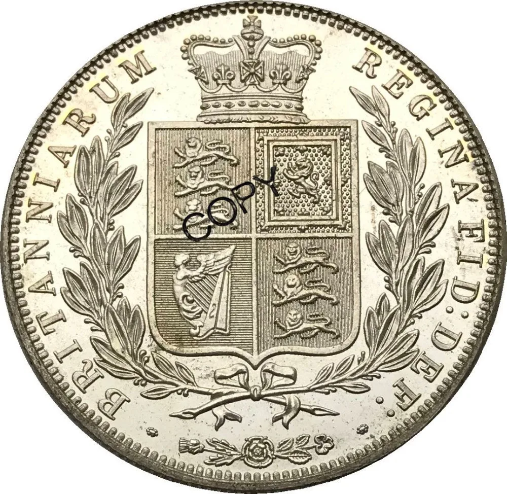 Великобритания 1/2 Crown Victoria 1887, Серебряная Копировальная монета с Мельхиоровым покрытием, Памятные МОНЕТЫ