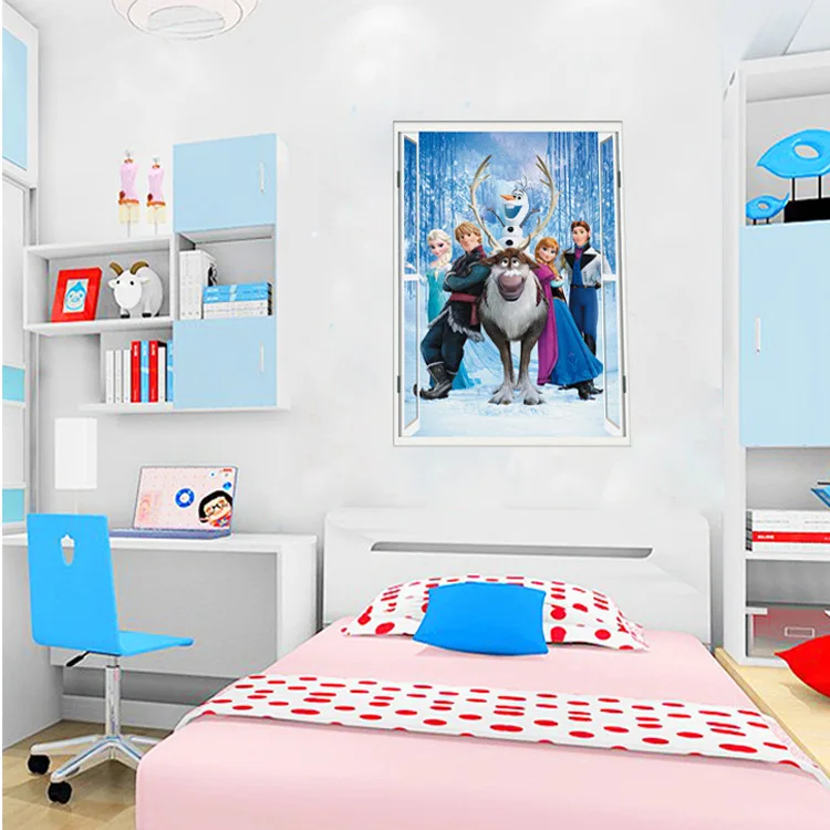 Мультяшная принцесса Эльза Анна Diy замороженные наклейки на стену Фоновое украшение детской комнаты для девочек Съемная наклейка на плакат для детской спальни
