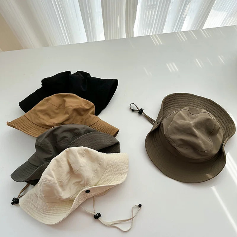 Летняя солнцезащитная шляпа, детские однотонные широкополые шляпы для мальчиков и девочек, Походная шляпа, шапки для альпинизма