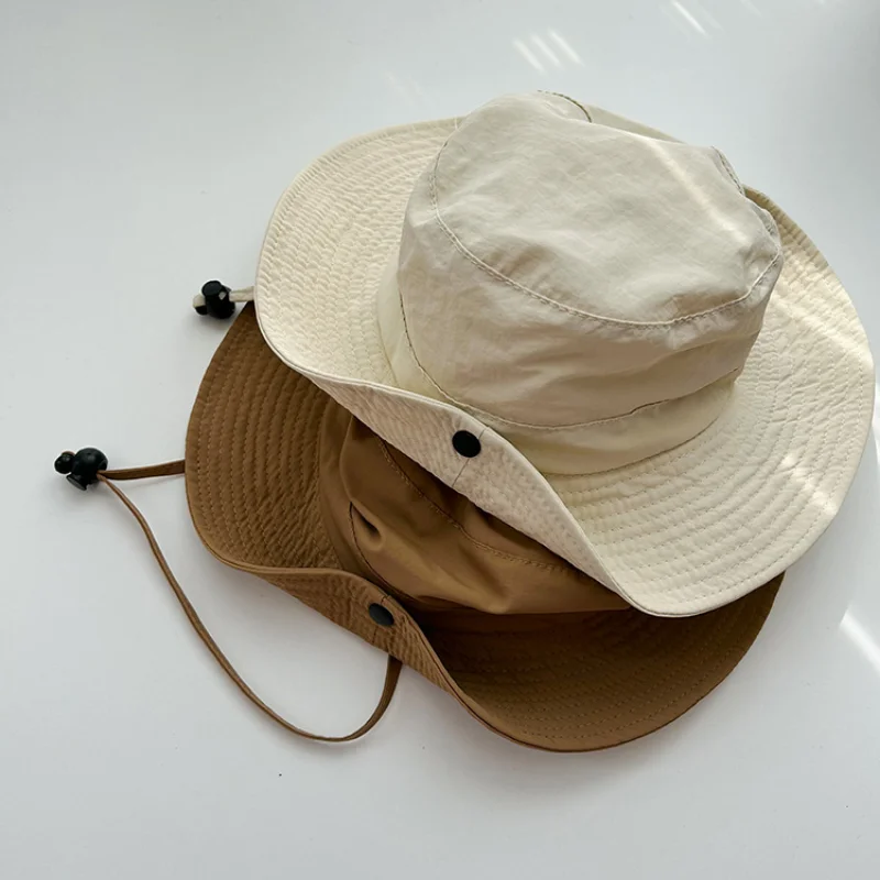 Летняя солнцезащитная шляпа, детские однотонные широкополые шляпы для мальчиков и девочек, Походная шляпа, шапки для альпинизма