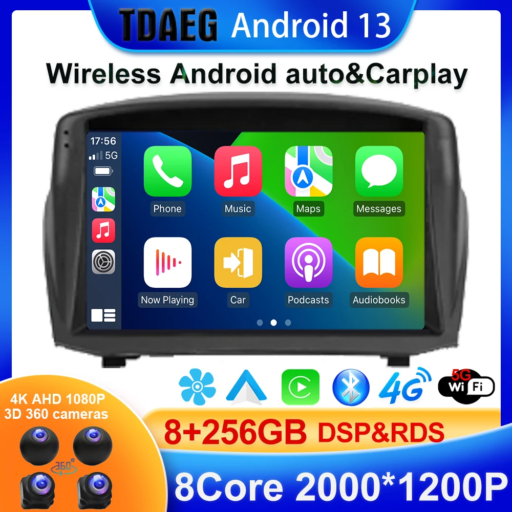 BT5.0 Для Ford Fiesta Mk 6 2008-2019 Автомобильный Радио Мультимедийный видеоплеер Навигация стерео GPS Android 13 Без 2din 2 din dvd