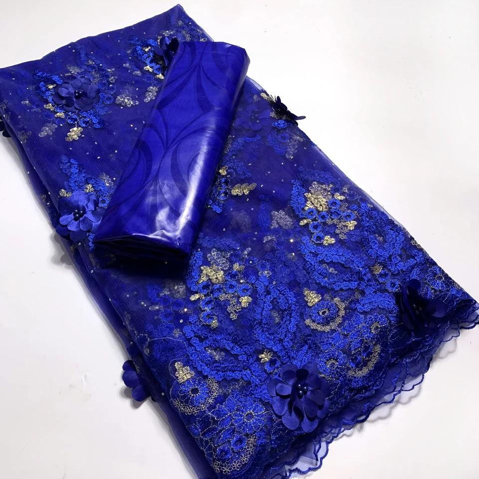 2,5 + 2,5 Ярда африканской кружевной ткани Bazin Riche Original 2022 года высокого качества для шитья, свадебный материал с 3D нигерийской вышивкой