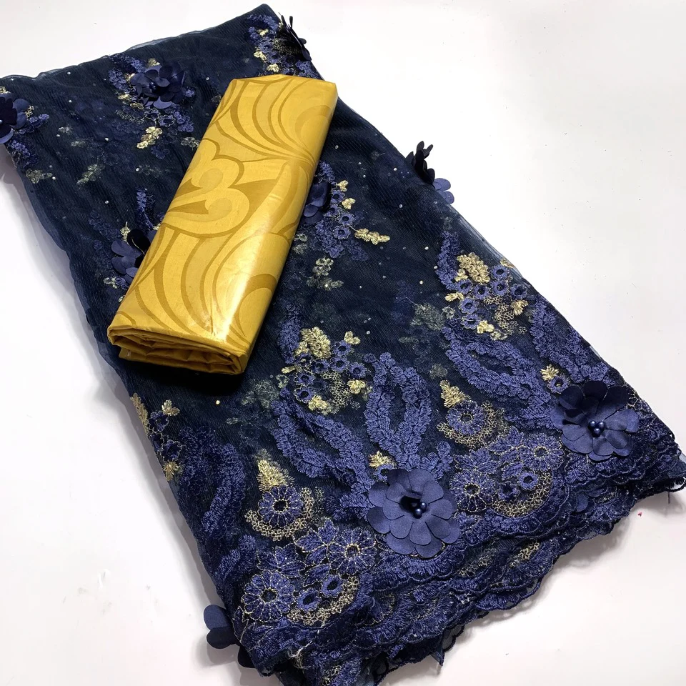 2,5 + 2,5 Ярда африканской кружевной ткани Bazin Riche Original 2022 года высокого качества для шитья, свадебный материал с 3D нигерийской вышивкой