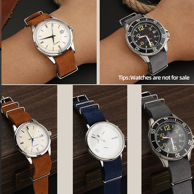 Ремешок из воловьей кожи, ремешок для часов из натуральной кожи, 20 мм 22 мм, Замшевый винтажный ремешок для мужчин, женские браслеты, Сменный браслет для часов