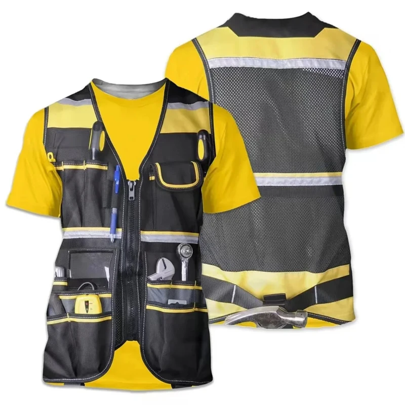 2024 Модные Мужские футболки Пожарный Униформа 3D Принт Графический Забавная Футболка Ropa Hombre Открытый Повседневный Круглый Вырез Унисекс Топы