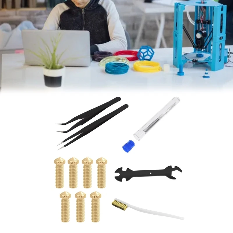 Чистка сопел для 3D-принтера Несколько инструментов Пинцет Игольчатые насадки Гаечный ключ