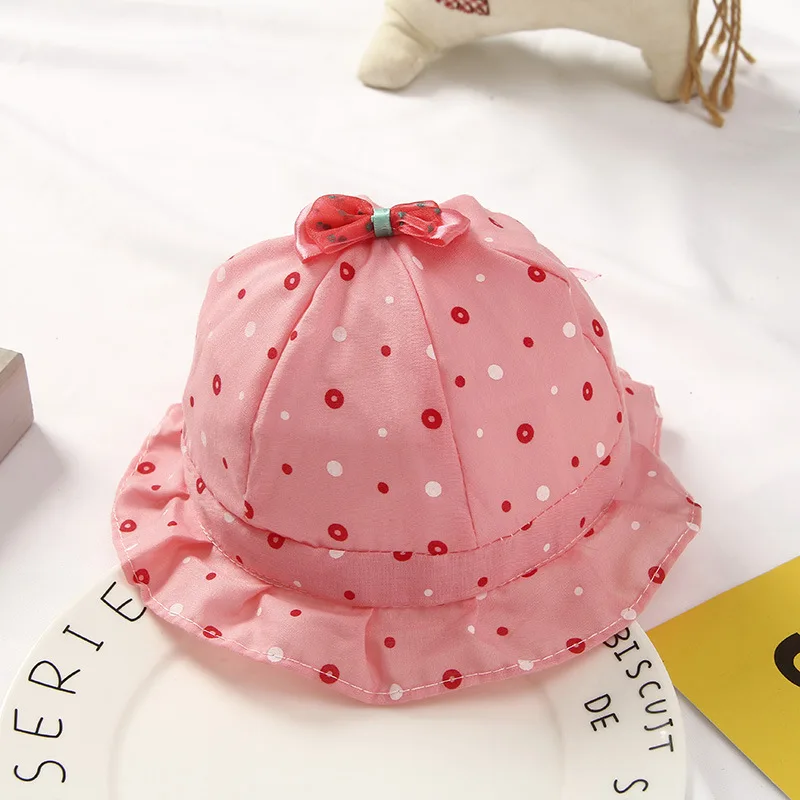 Весенне-летняя солнцезащитная шляпка для девочки С Милым принтом в горошек, Регулируемая Розовая шляпка для новорожденных, Аксессуары для детских головных уборов