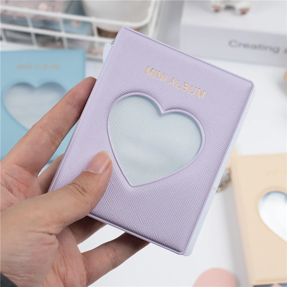 Выдалбливают Фотокарточки Love Heart Collect Book Card Holder С Подвесной Цепочкой 3-Дюймовый Однотонный Держатель Фотокарточки Korea Binder