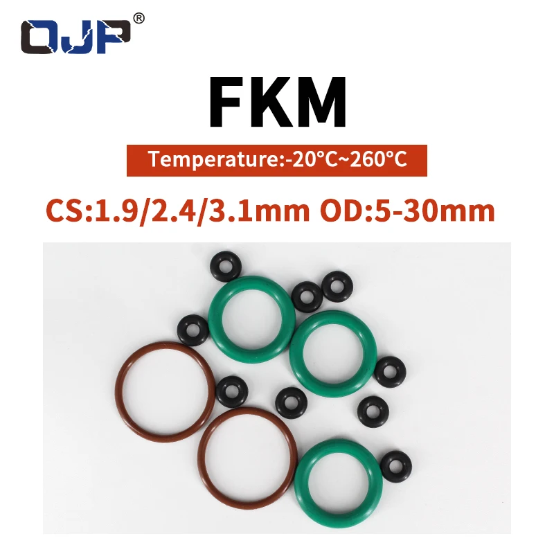 Уплотнительное кольцо FKM Толщина прокладки CS1.9/2.4/3.1 мм OD5-30 мм Маслонаполнитель FPM И Износостойкое Автомобильное уплотнительное кольцо из фторопласта 70A