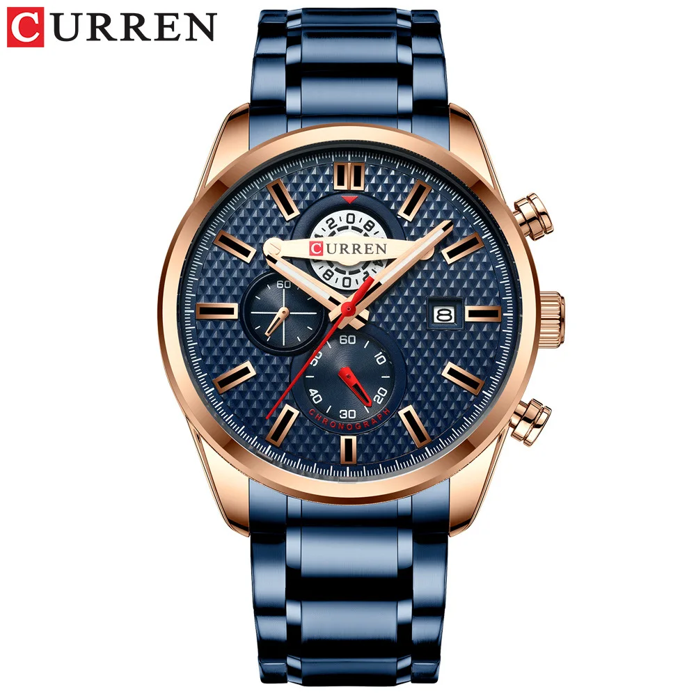 Curren Military, лучший бренд, роскошные мужские часы из черной нержавеющей стали, Новые мужские спортивные часы, Водонепроницаемый хронограф, мужские часы